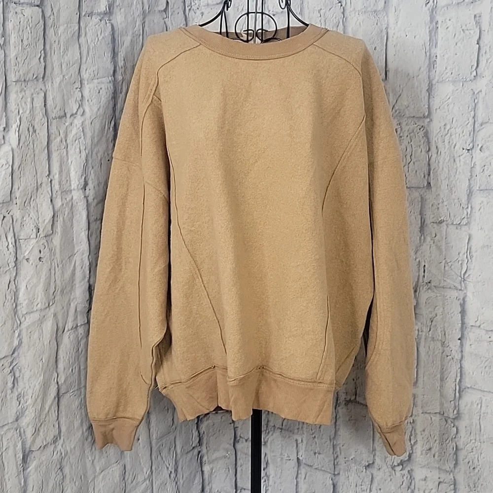Easel‎ Oversized Sweatshirt Small Tan Beige Crewneck Pullover